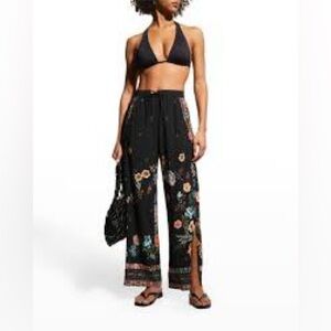 NWOT ($248) Johnny Was Ardell Drawstring Floral Coverup Split Leg Pants Size XS